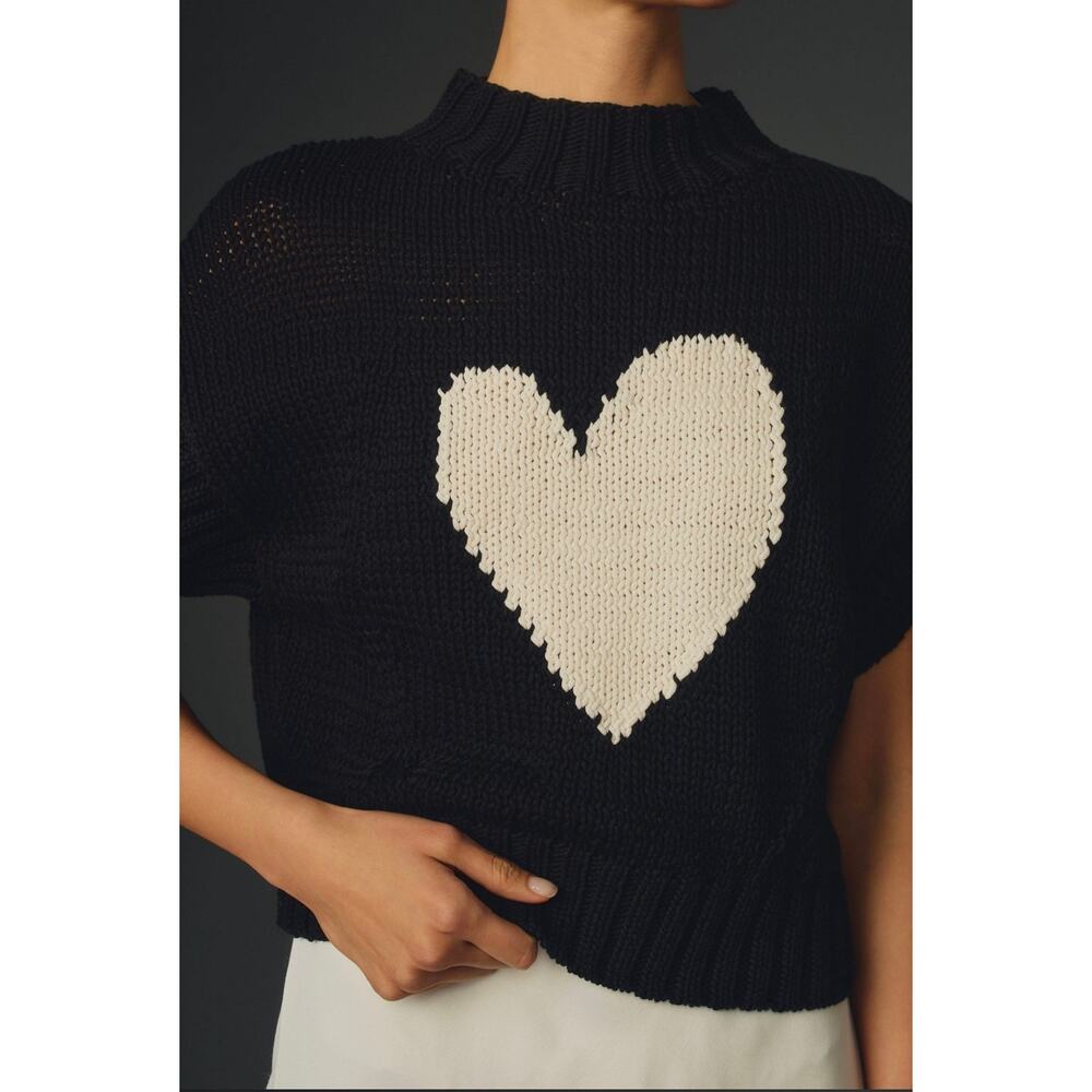 Maeve x Anthropologie The Pippa Mock-Neck Heart Sweater. Size M Ret. $98 - Picture 3 of 10